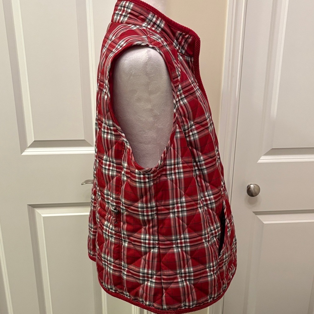 Croft & Barrow Red Plaid Puffer Jacket 1X Vest EUC pockets - Picture 3 of 13